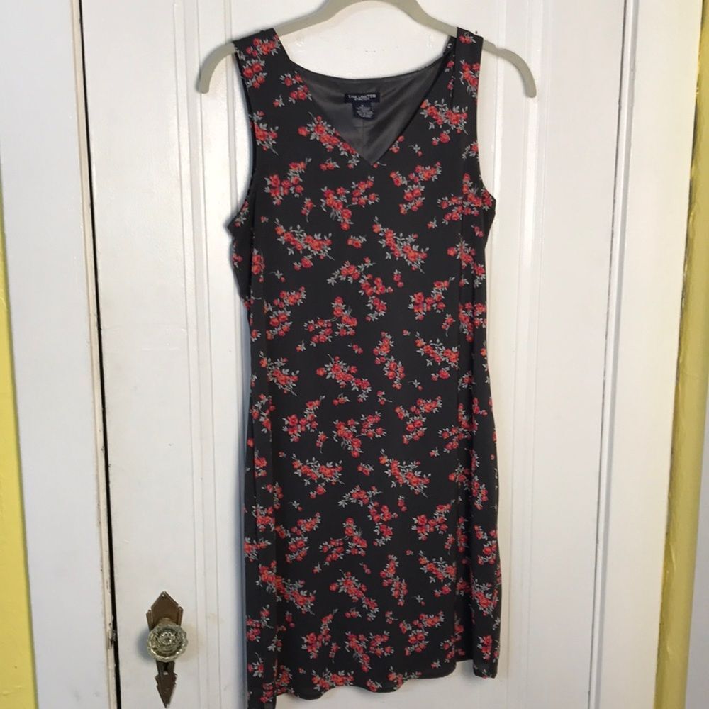 Charcoal dress with rose pattern